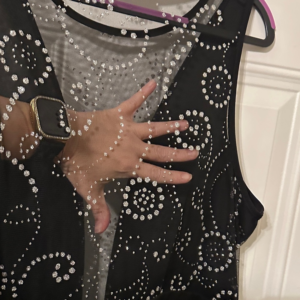 Black Sleeveless Dress with Silver Accents - Picture 3 of 7